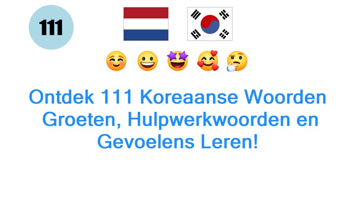Ontdek 111 Koreaanse Woorden: Groeten, Hulpwerkwoorden en Gevoelens Leren!